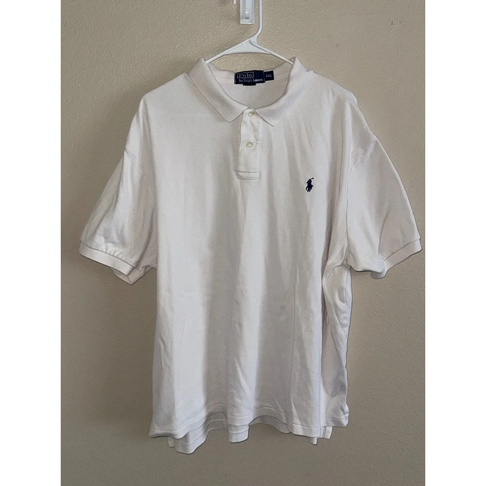 Polo Ralph Lauren Mens XXL White Short Sleeve Pique Pony Logo Polo Shirt